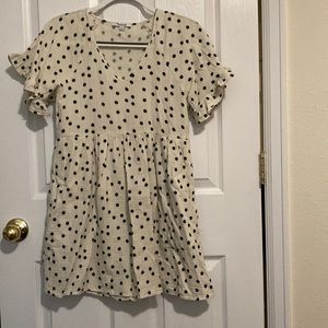 Madewell Cream and Black Polka Dot Mini Dress